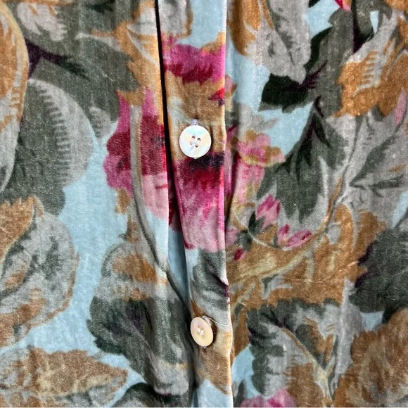 Soft Surroundings silk button down shirt velour feel Multicolor Velvet Shirt - Picture 7 of 15